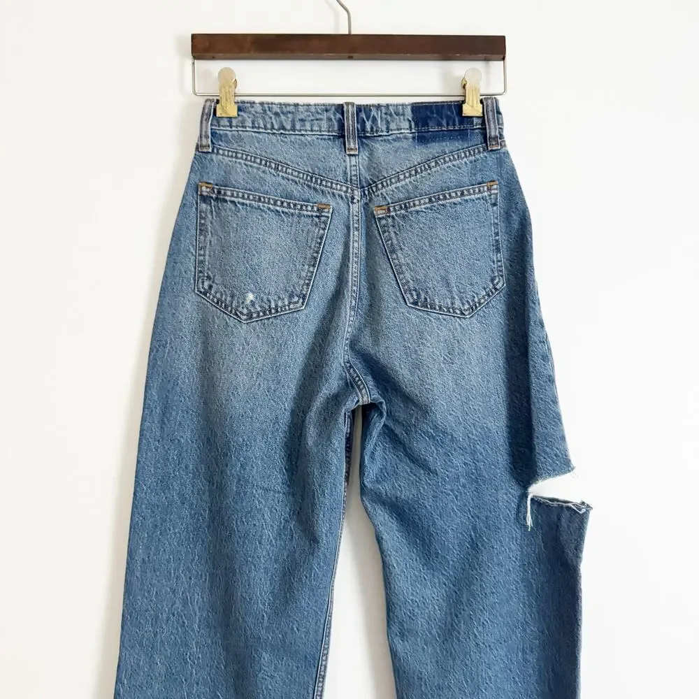 ABERCROMBIE The Loose High Rise Curve Love Jeans Slashed 25 Short - Picture 10 of 13